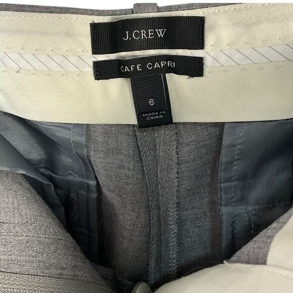 J.Crew Café Capri Pants Size 6 Tollegno 1900 Italian Wool Gray Dress Trousers - Picture 4 of 10